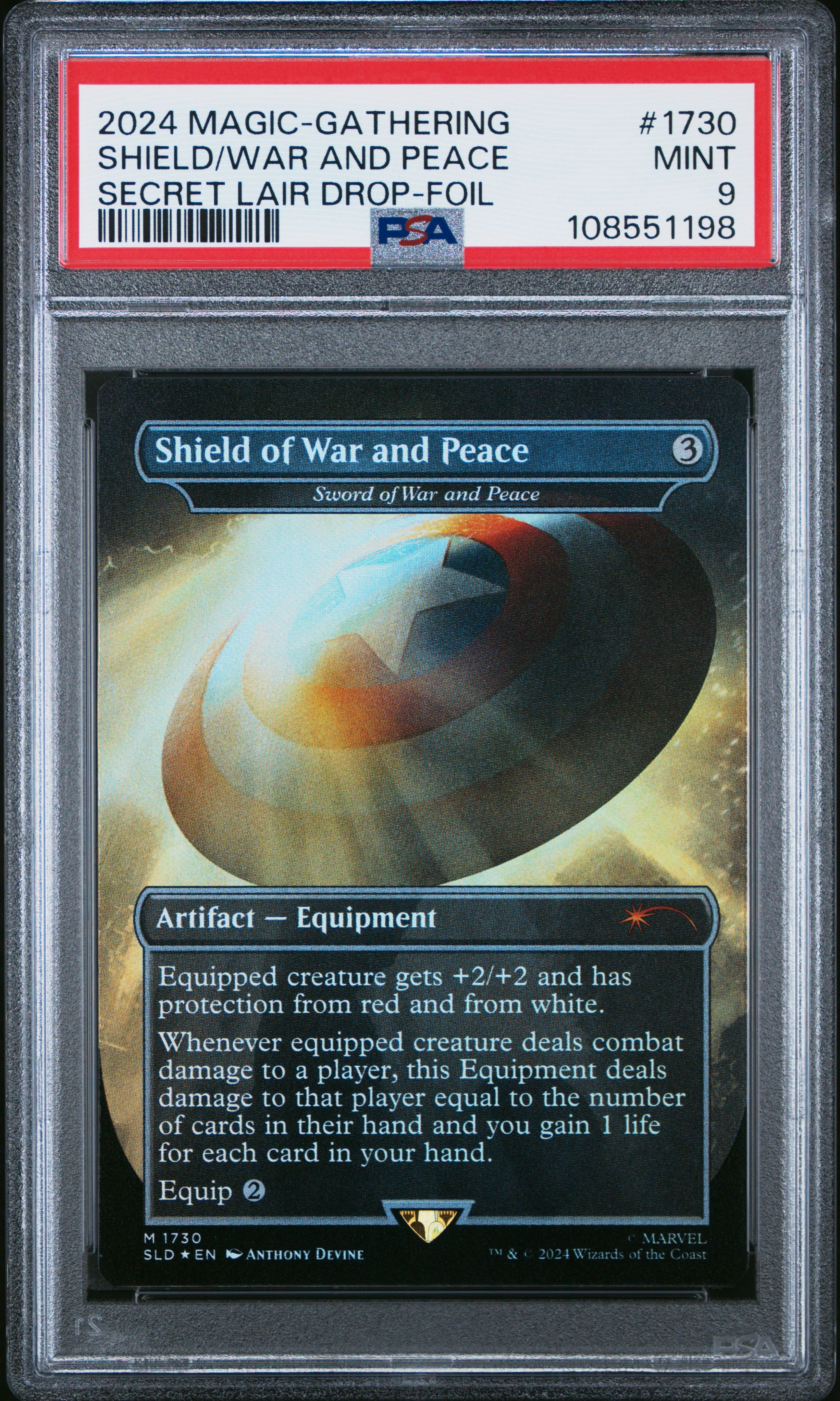 2024 Magic The Gathering Secret Lair Drop #1730 Shield/War And Peace Secret Lair Drop-Foil PSA 9