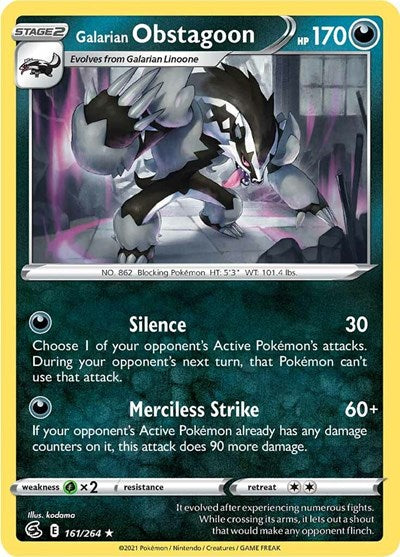 Sword & Shield Fusion Strike - 161/264 Galarian Obstagoon Holo Rare