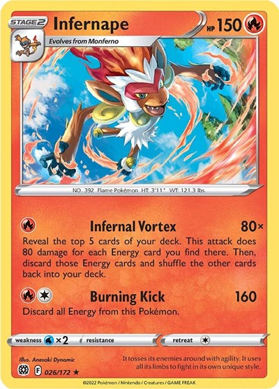 Sword & Shield Brilliant Stars - 026/172 Infernape Holo Rare