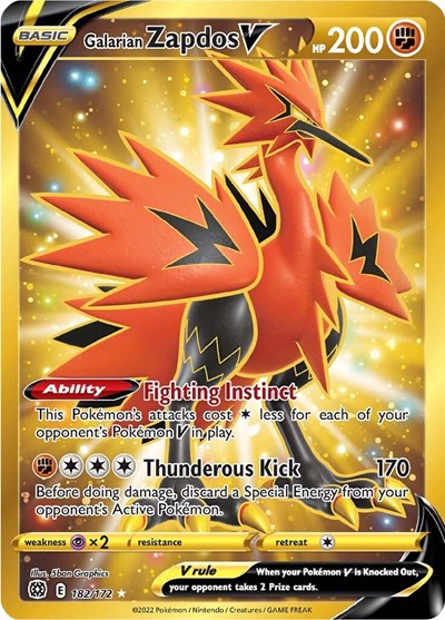 Sword & Shield Brilliant Stars - 182/172 Galarian Zapdos V Secret Rare