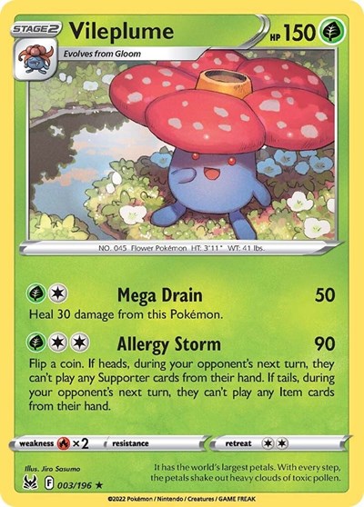 Sword & Shield Lost Origin - 003/196 Vileplume Holo Rare