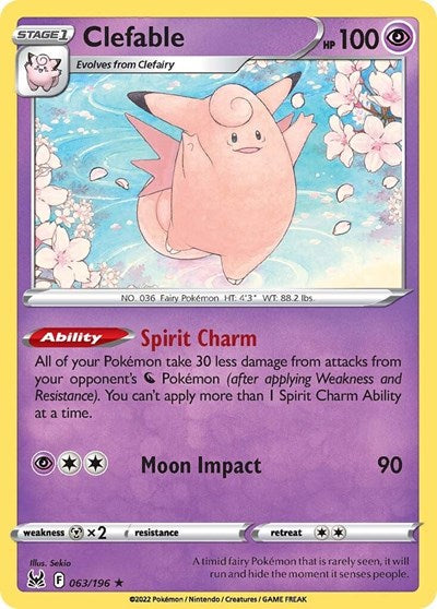 Sword & Shield Lost Origin - 063/196 Clefable Rare