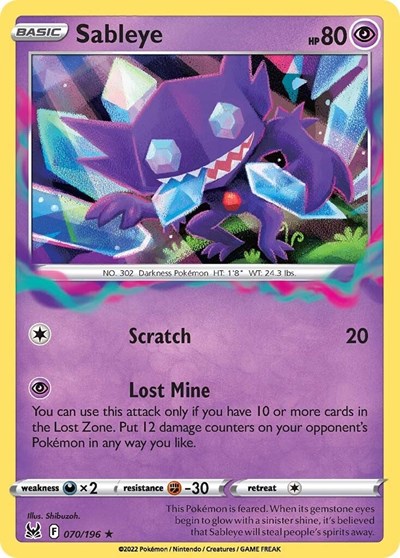 Sword & Shield Lost Origin - 070/196 Sableye Holo Rare