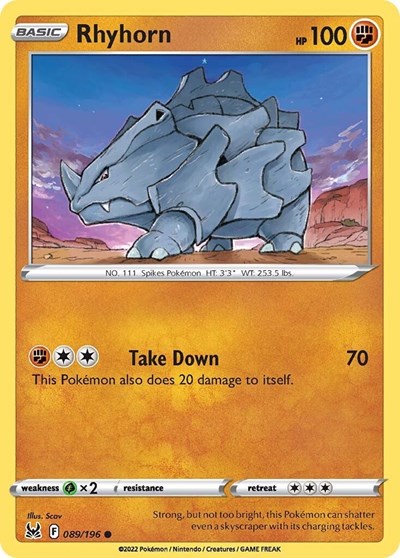 Sword & Shield Lost Origin - 089/196 Rhyhorn Common