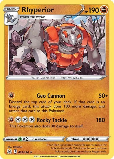 Sword & Shield Lost Origin - 091/196 Rhyperior Rare