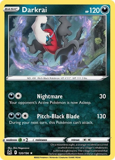 Sword & Shield Lost Origin - 120/196 Darkrai Holo Rare