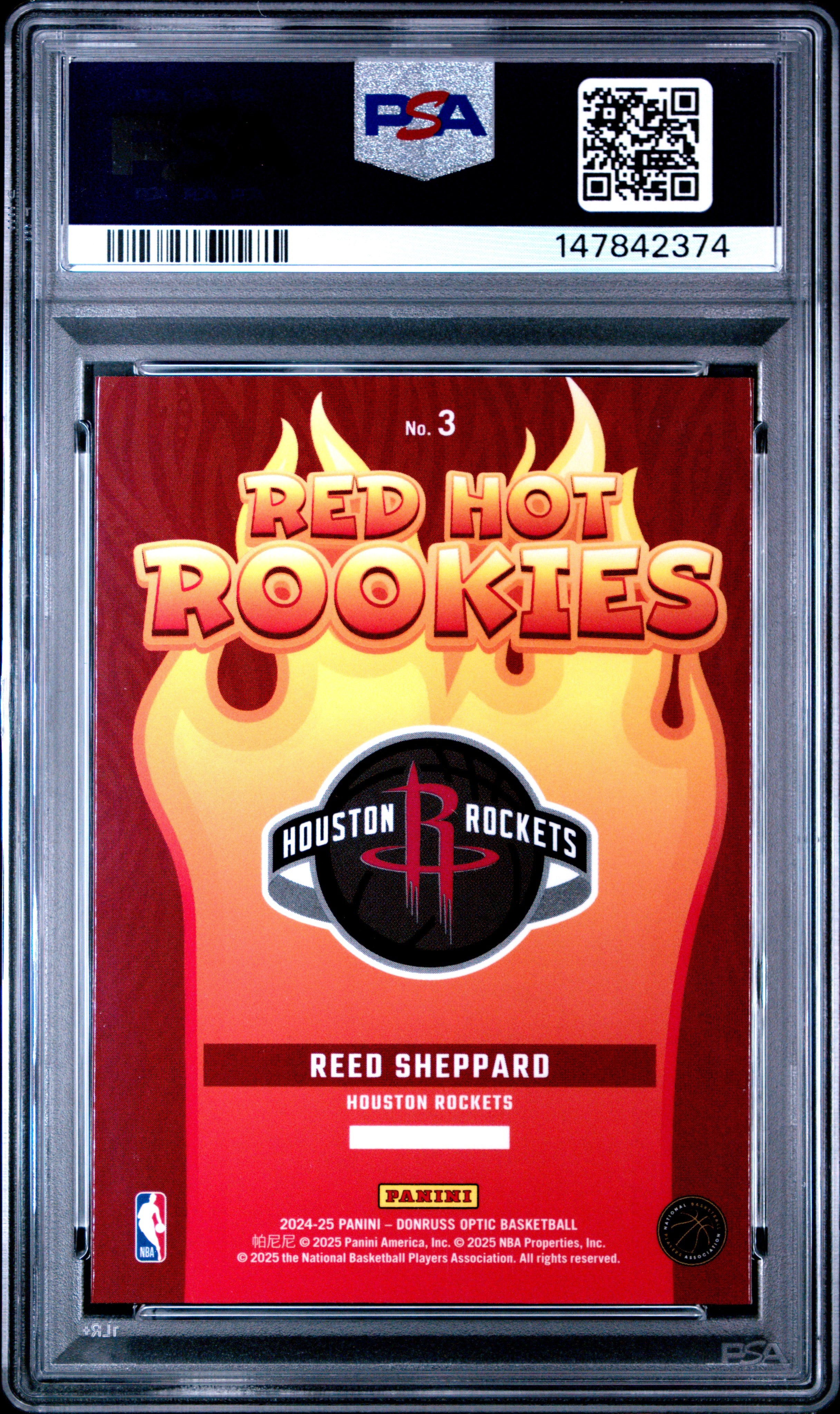 2024 PANINI DONRUSS OPTIC RED HOT ROOKIES #3 REED SHEPPARD  PSA 10