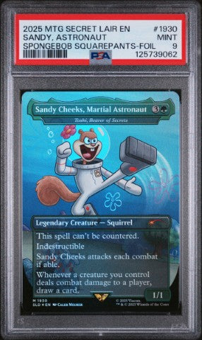 2025 Magic The Gathering Secret Lair Drop #1930 Sandy, Astronaut Spongebob Squarepants-Foil PSA 9