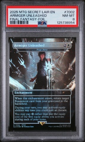 2025 Magic The Gathering Secret Lair Drop #7002 Armiger Unleashed Final Fantasy-Foil PSA 8