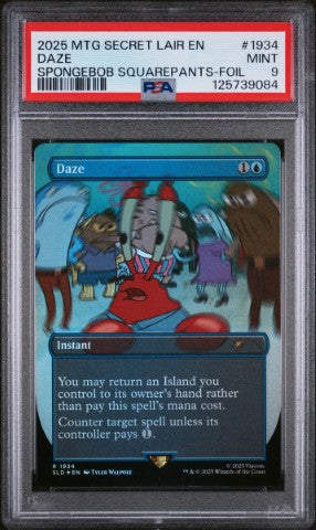 2025 Magic The Gathering Secret Lair Drop #1934 Daze Spongebob Squarepants-Foil PSA 9
