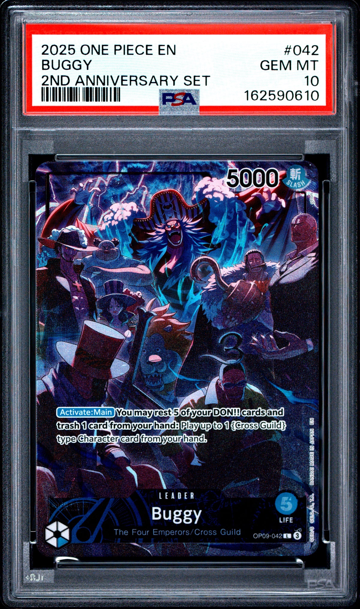 2025 ONE PIECE BUGGY 042 ONE PIECE ENGLISH 2ND ANNIVERSARY PSA 10