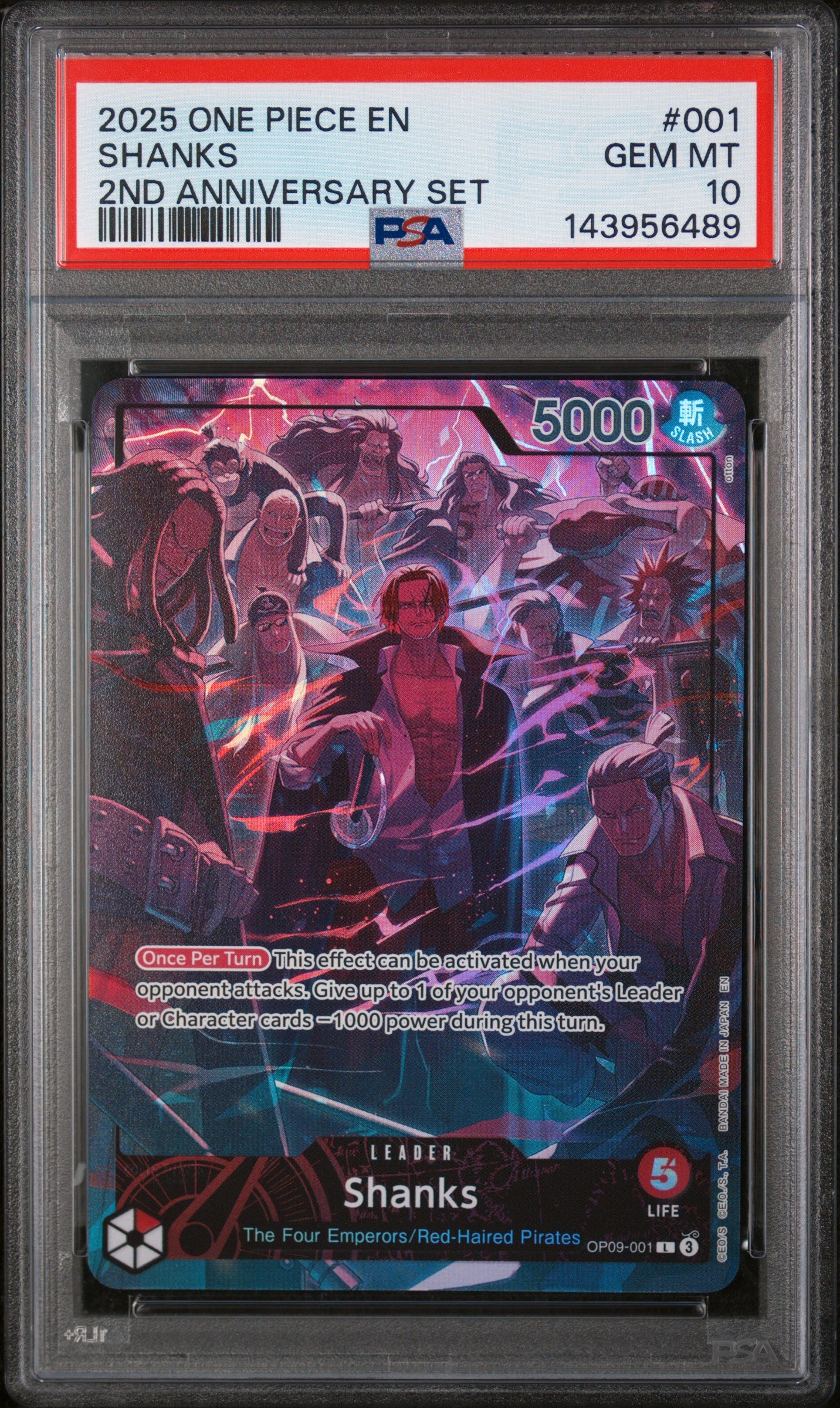 2025 One Piece Shanks 001 One Piece English Version 2nd Anniversary Set PSA 10