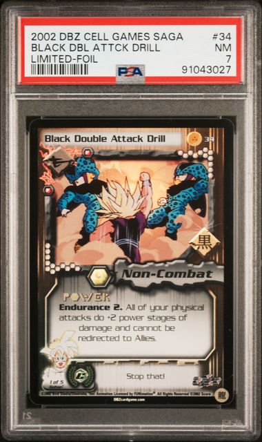 Dragon Ball Z Card Game (Score) - Black Double Attack Drill #34 (Limited Foil) - PSA 7 (NM)