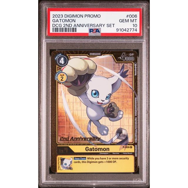 Digimon Card Game - Gatomon P-006 (2nd Anniversary Set Promo) - PSA 10 (GEM MINT)