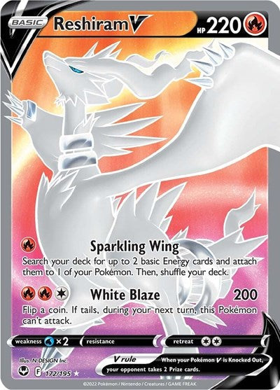 Sword & Shield Silver Tempest - 172/195 Reshiram V (Full Art) Ultra Rare