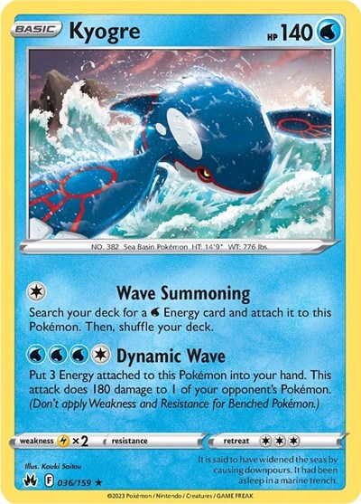 Crown Zenith - 036/159 Kyogre Holo Rare