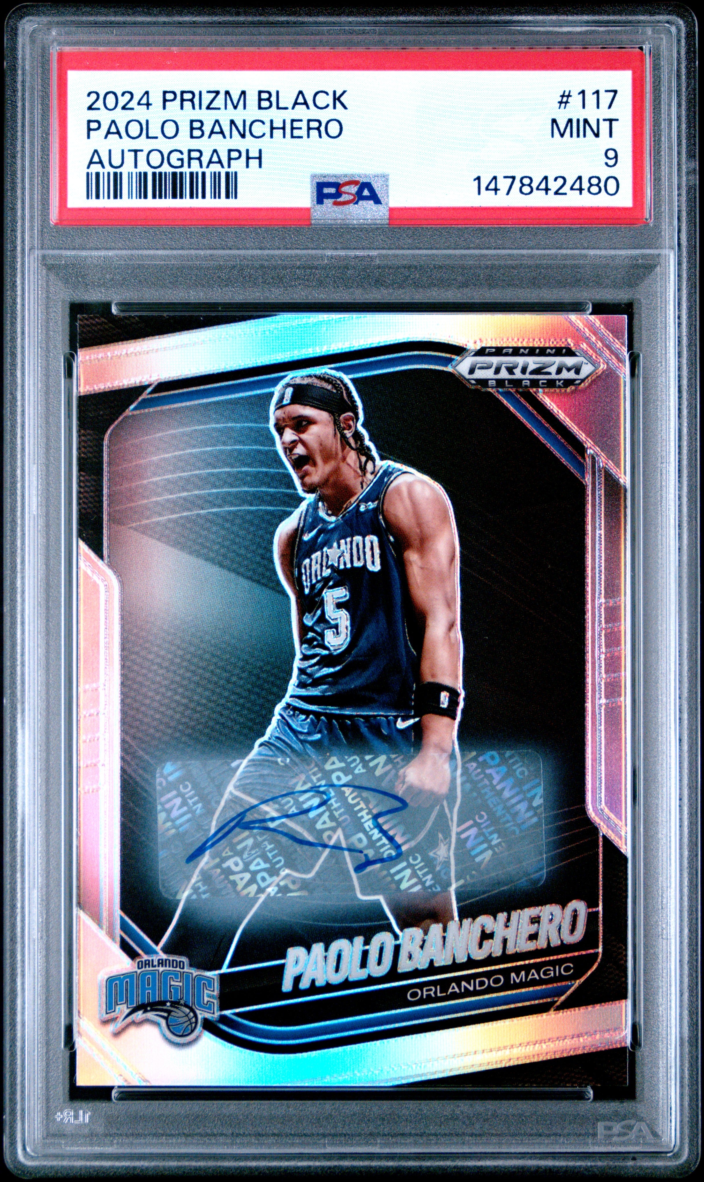 2024 PANINI PRIZM BLACK #117 PAOLO BANCHERO AUTOGRAPH PSA 9 