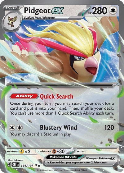 Scarlet & Violet Obsidian Flames - 164/197 Pidgeot ex Double Rare