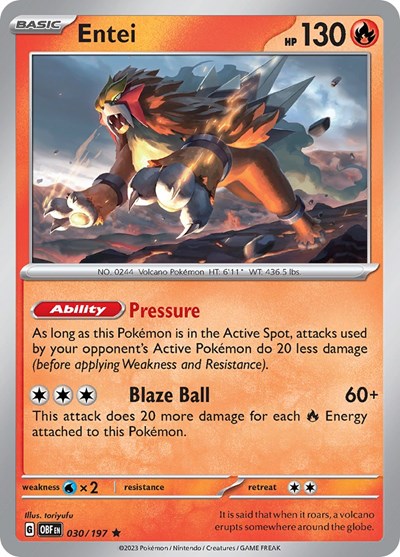 Scarlet & Violet Obsidian Flames - 030/197 Entei Rare