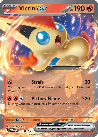 Scarlet & Violet Obsidian Flames - 033/197 Victini ex Double Rare