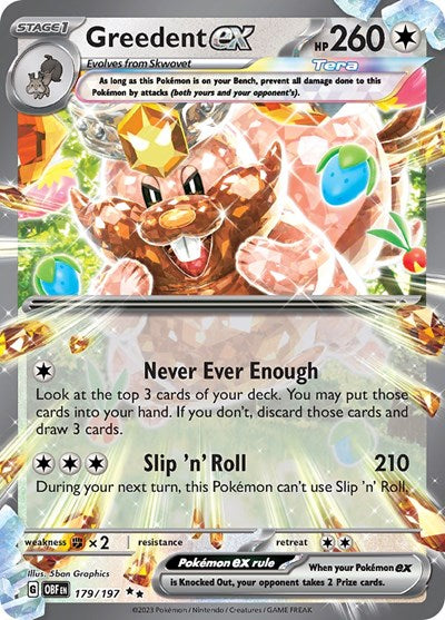 Scarlet & Violet Obsidian Flames - 179/197 Greedent ex Double Rare