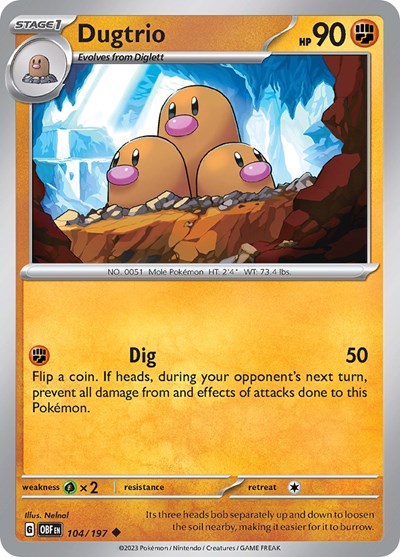 Scarlet & Violet Obsidian Flames - 104/197 Dugtrio Uncommon