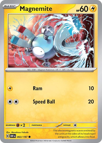 Scarlet & Violet Obsidian Flames - 063/197 Magnemite Common