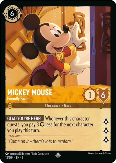 Lorcana - Rise of the Floodborn - 013/204 Mickey Mouse - Friendly Face Super Rare