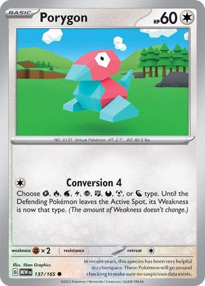 Scarlet & Violet 151 - 137/165 Porygon Common