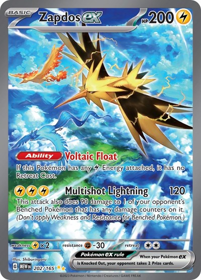 Scarlet & Violet 151 - 202/165 Zapdos ex Special Illustration Rare