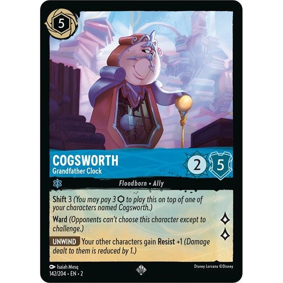 Lorcana - Rise of the Floodborn - 142/204 Cogsworth - Grandfather Clock Super Rare