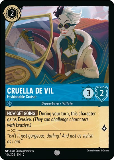 Lorcana - Rise of the Floodborn - 144/204 Cruella De Vil - Fashionable Cruiser Common