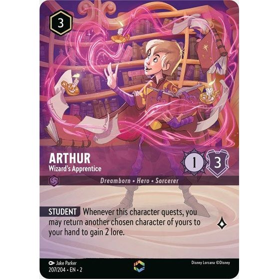 Lorcana - Rise of the Floodborn - 207/204 Arthur - Wizard's Apprentice (Enchanted) Enchanted