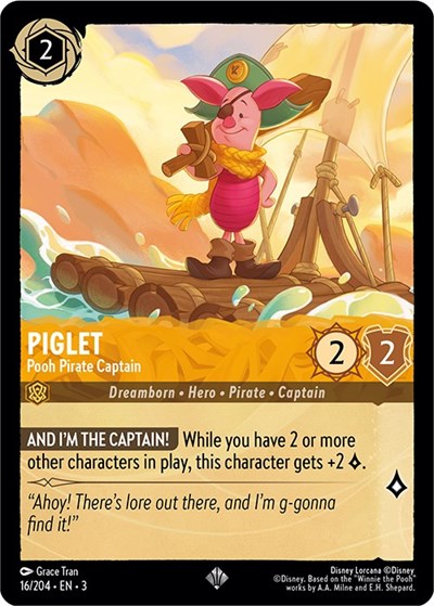 Lorcana - Into The Inklands - 016/204 Piglet - Pooh Pirate Captain Super Rare