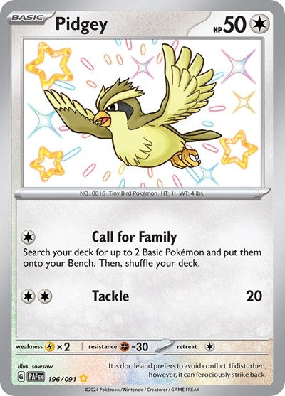 Scarlet & Violet Paldean Fates - 196/091 Pidgey Shiny Rare