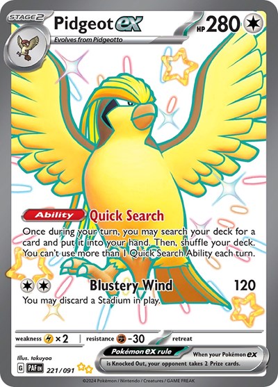 Scarlet & Violet Paldean Fates - 221/091 Pidgeot ex Shiny Ultra Rare