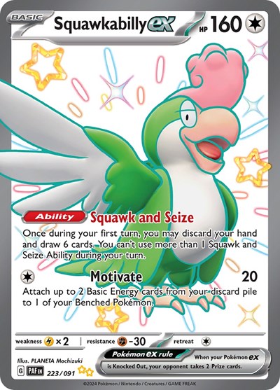 Scarlet & Violet Paldean Fates - 223/091 Squawkabilly ex Shiny Ultra Rare