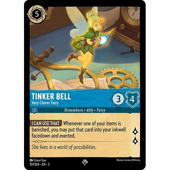 Lorcana - Into The Inklands - 157/204 Tinker Bell - Very Clever Fairy Super Rare