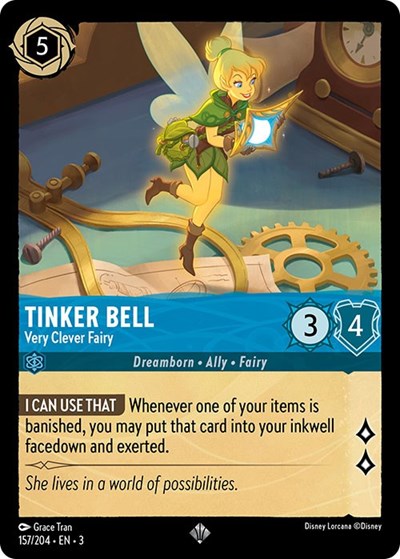 Lorcana - Into The Inklands - 157/204 Tinker Bell - Very Clever Fairy Super Rare