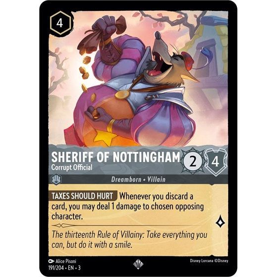 Lorcana - Into The Inklands - 191/204 Sheriff of Nottingham - Corrupt Official Super Rare