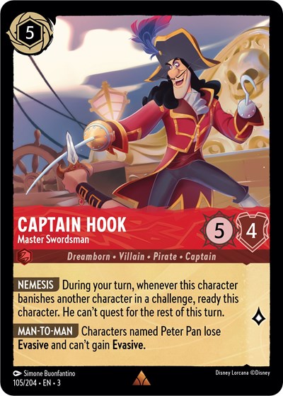 Lorcana - Into The Inklands - 105/204 Captain Hook - Master Swordsman Rare