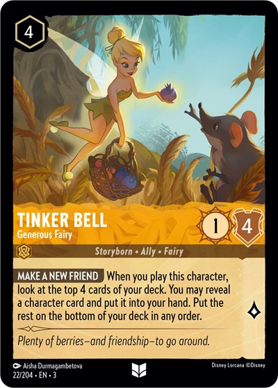 Lorcana - Into The Inklands - 22/204 Tinker Bell - Generous Fairy Uncommon