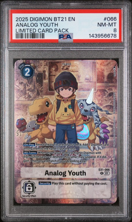 2025 Digimon Bt-21-Limited Card Pack #066 Analog Youth PSA 8