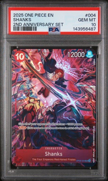 2025 One Piece English Version 2nd Anniversary Set #004 Shanks PSA 10