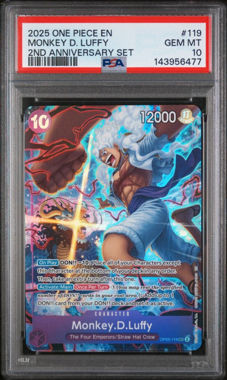 2025 One Piece English Version 2nd Anniversary Set #119 Monkey D. Luffy PSA 10
