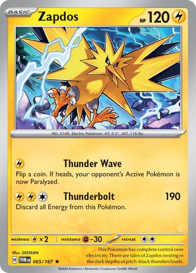 Scarlet & Violet Twilight Masquerade - 065/167 Zapdos Rare