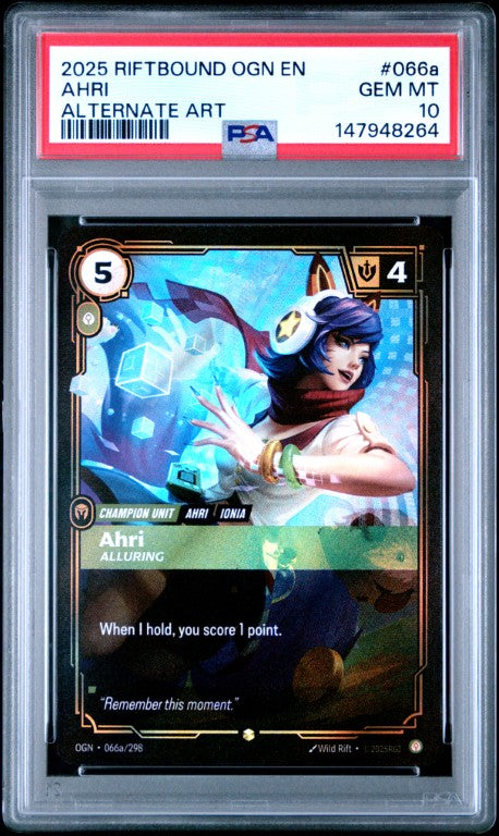 2025 Riftbound: League Of Legends Ogn-Origins #066a Ahri Alternate Art PSA 10