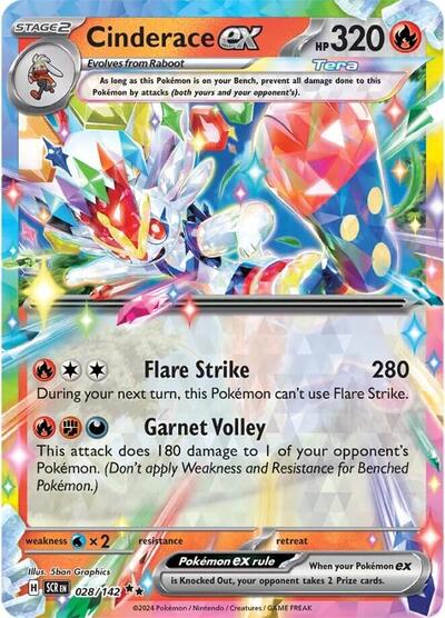 Scarlet & Violet Stellar Crown - 028/142 Cinderace ex Double Rare