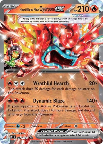 Scarlet & Violet Prismatic Evolutions - 017/131 Hearthflame Mask Ogerpon ex Double Rare