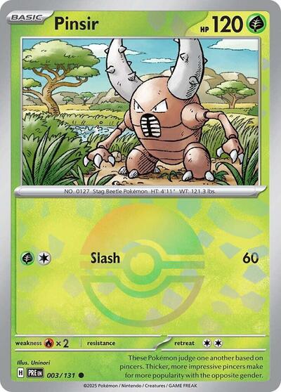 Scarlet & Violet Prismatic Evolutions - 003/132 Pinsir (Poke Ball Pattern) Common